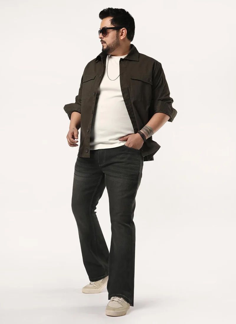 Urbano Fashion  Urbano Plus Men's Dark Grey Bootcut Fit Mid Rise Heavy Washed Jeans Stretchable for Men | Best Price UAE